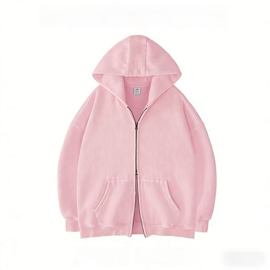 Double Zip Hooded Fleece Jacket