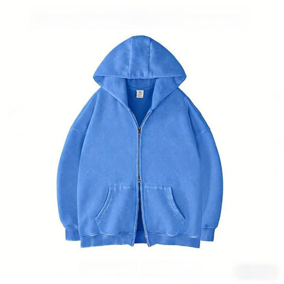 Double Zip Hooded Fleece Jacket