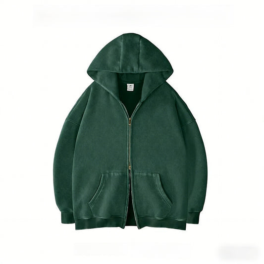 Double Zip Hooded Fleece Jacket