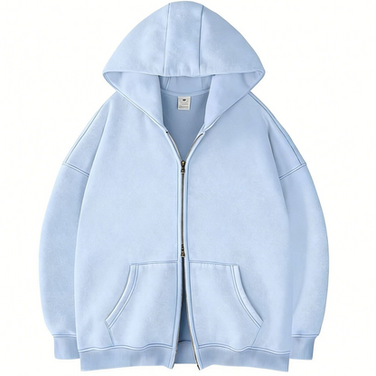 Double Zip Hooded Fleece Jacket
