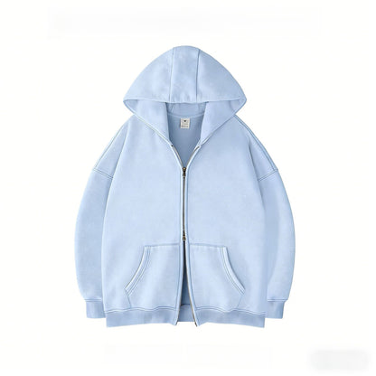 Double Zip Hooded Fleece Jacket