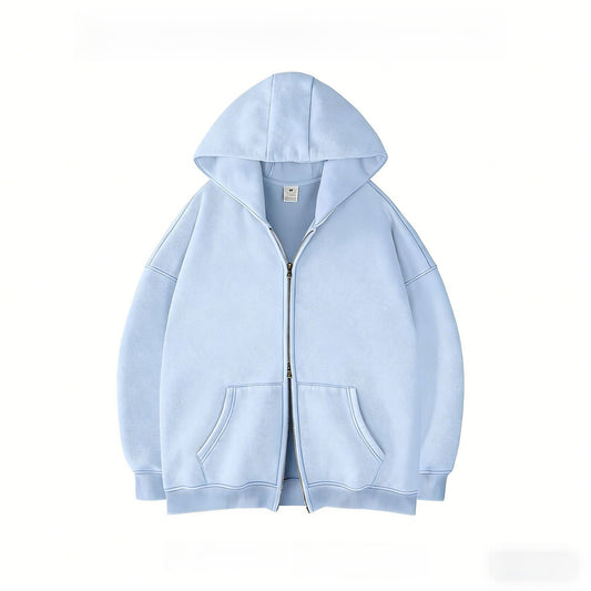 Double Zip Hooded Fleece Jacket