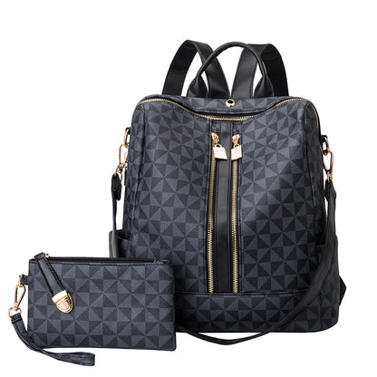 Double Zipper Travel Backpack Retro Print