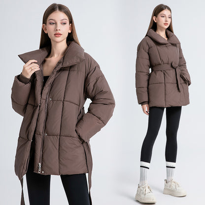 Down and cotton women's mid-length coat
