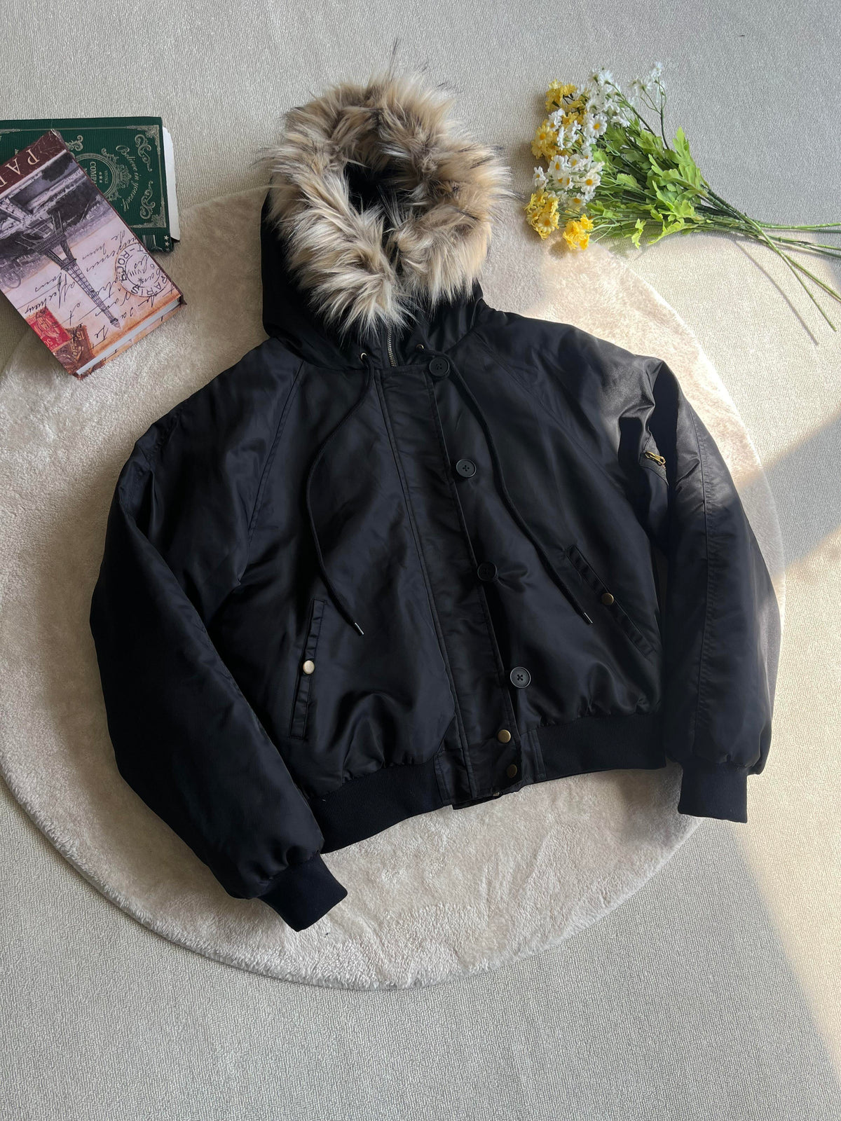 Down-lined hooded coat