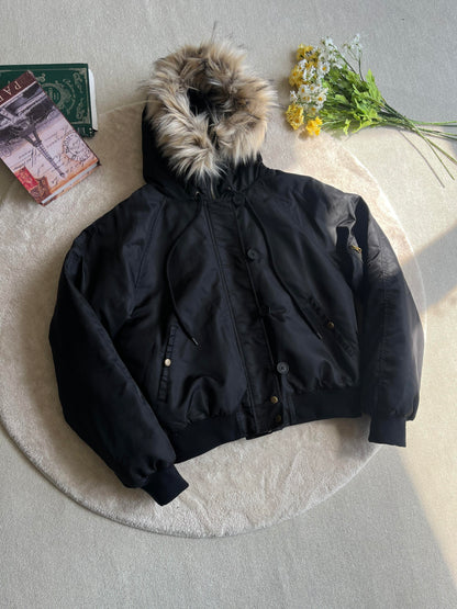 Down-lined hooded coat
