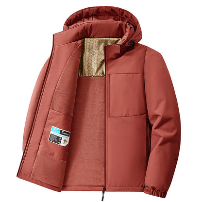 Down-lined hooded fleece jacket
