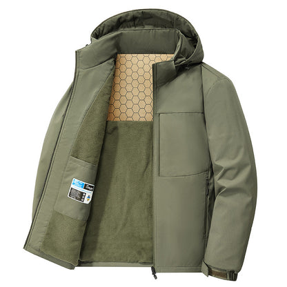 Down-lined hooded fleece jacket