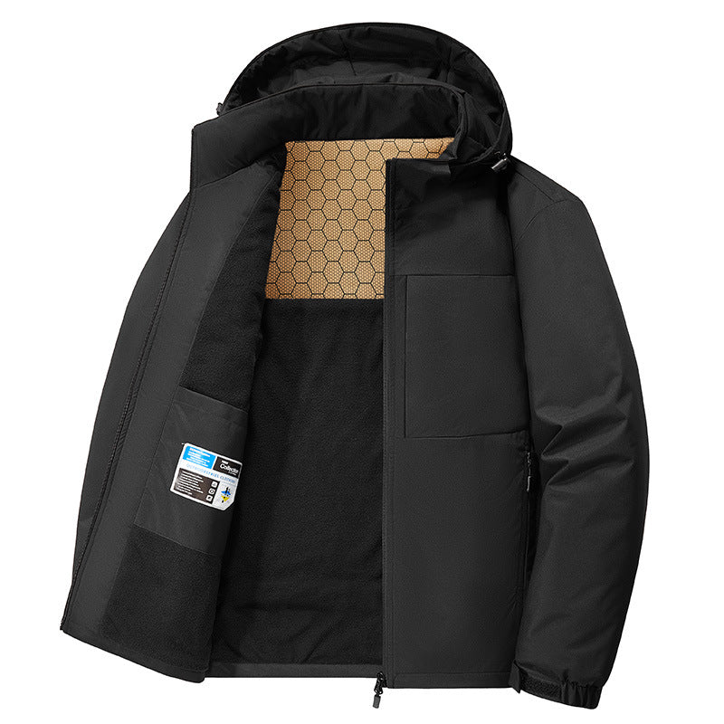 Down-lined hooded fleece jacket