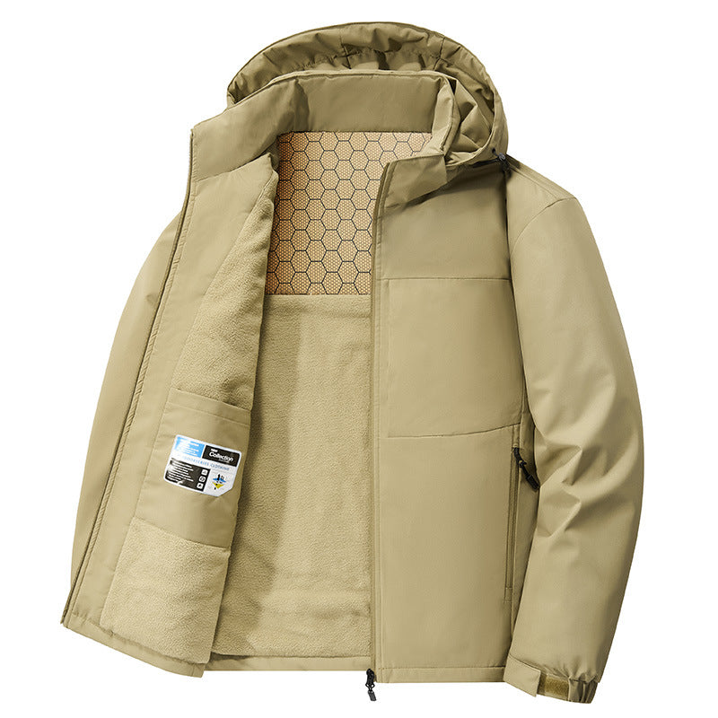Down-lined hooded fleece jacket
