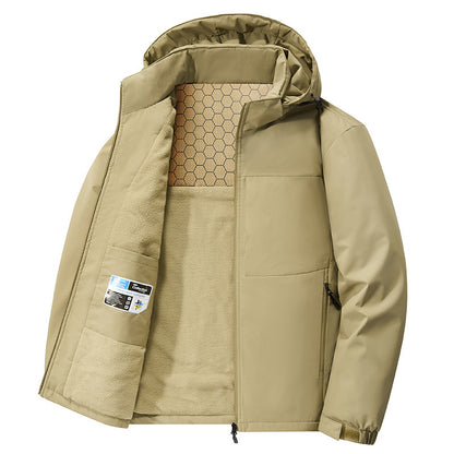 Down-lined hooded fleece jacket