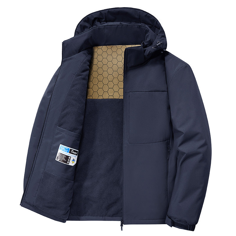 Down-lined hooded fleece jacket