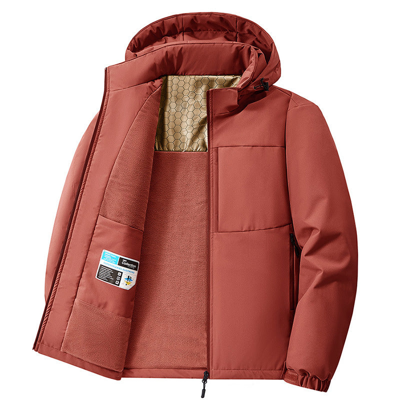 Down-lined hooded fleece jacket