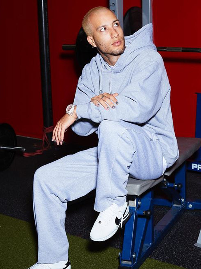 Down-lined hooded sweatshirt