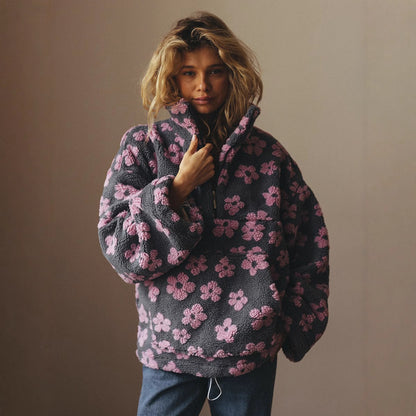Down puffer flowered pullover