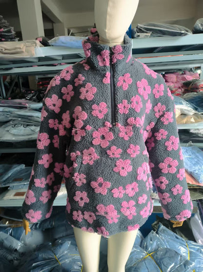 Down puffer flowered pullover