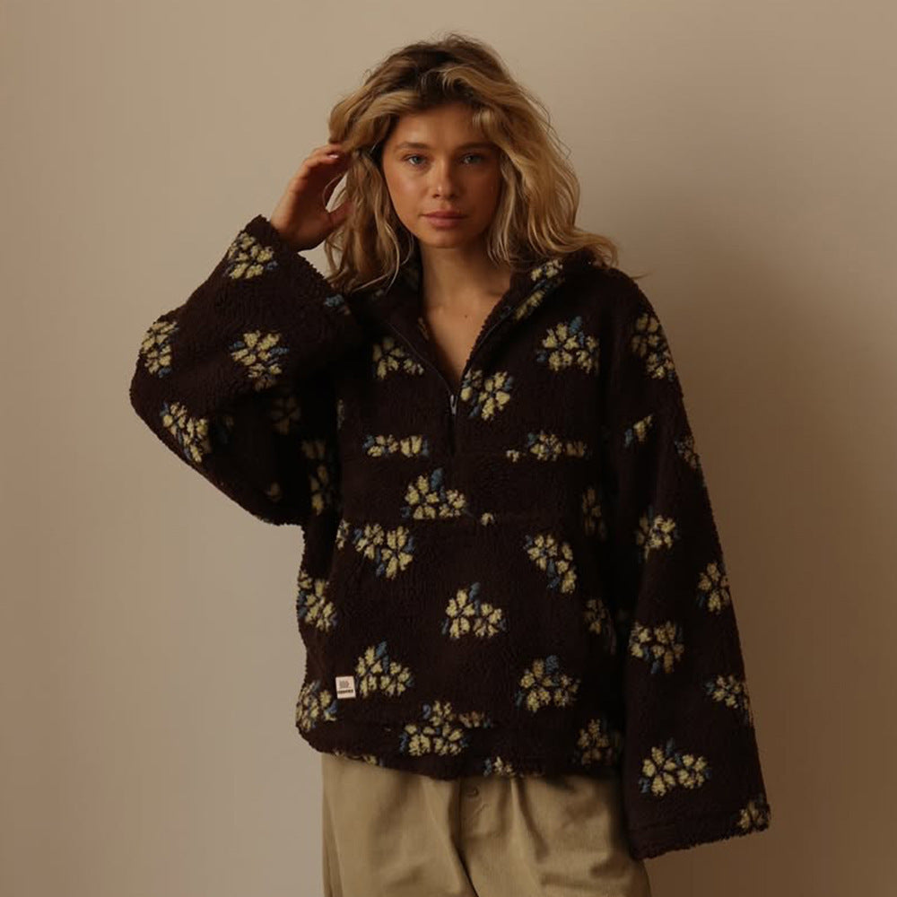 Down puffer flowered pullover