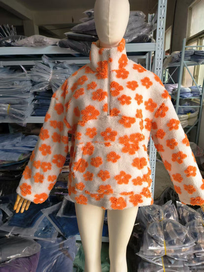 Down puffer flowered pullover