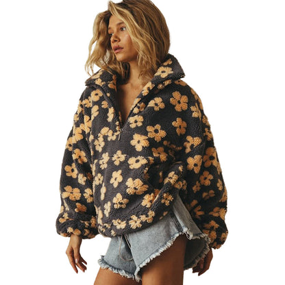 Down puffer flowered pullover