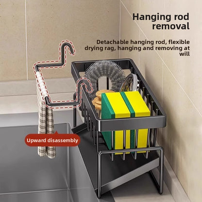 Draining steel wool ball sink storage rack