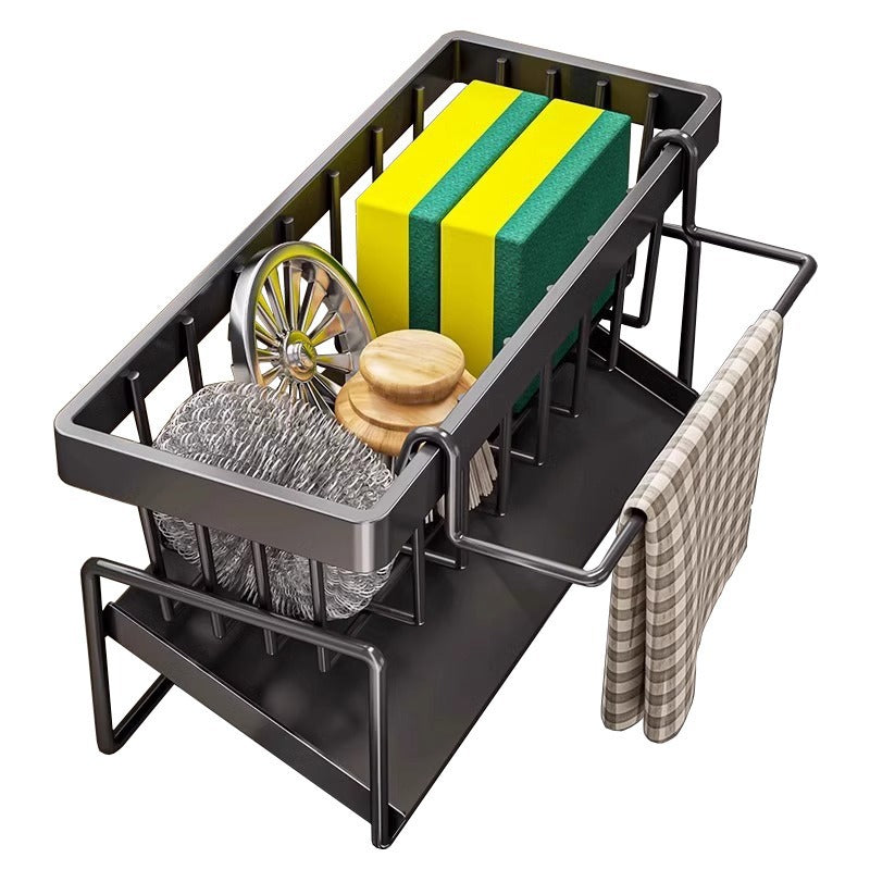 Draining steel wool ball sink storage rack
