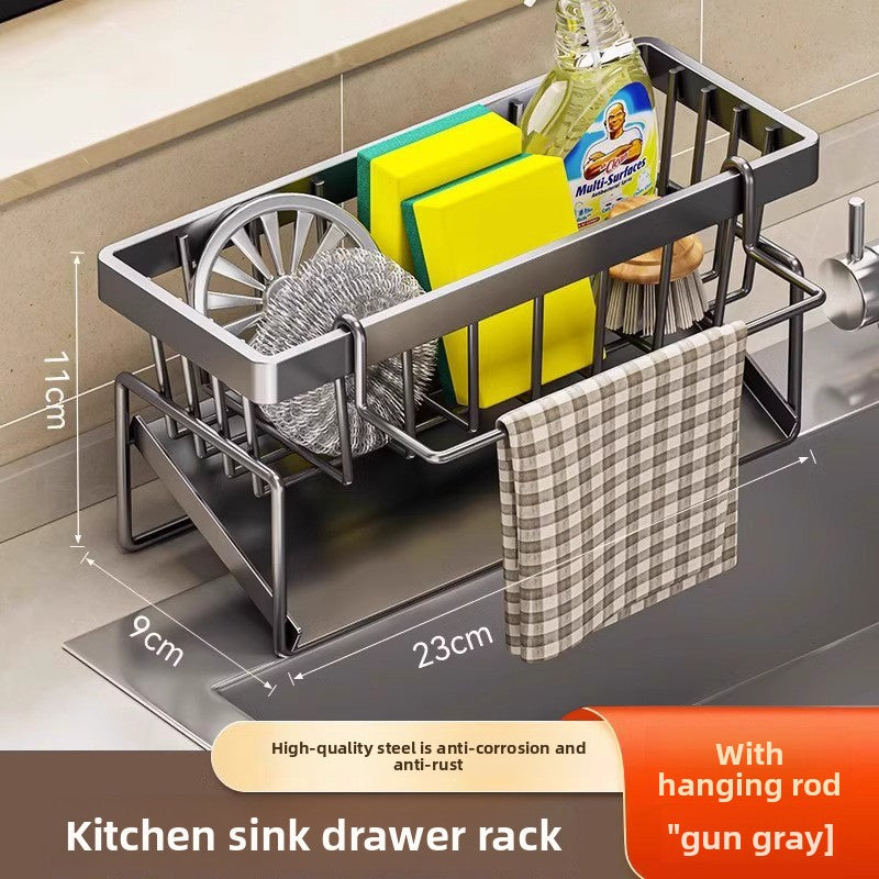 Draining steel wool ball sink storage rack