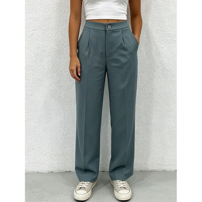Drapey Straight-Leg Suit Pants for Women
