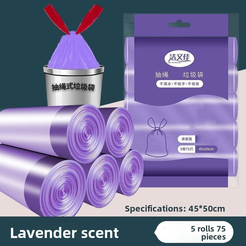 Drawstring garbage bags, large plastic bags for household kitchen, living room and office
