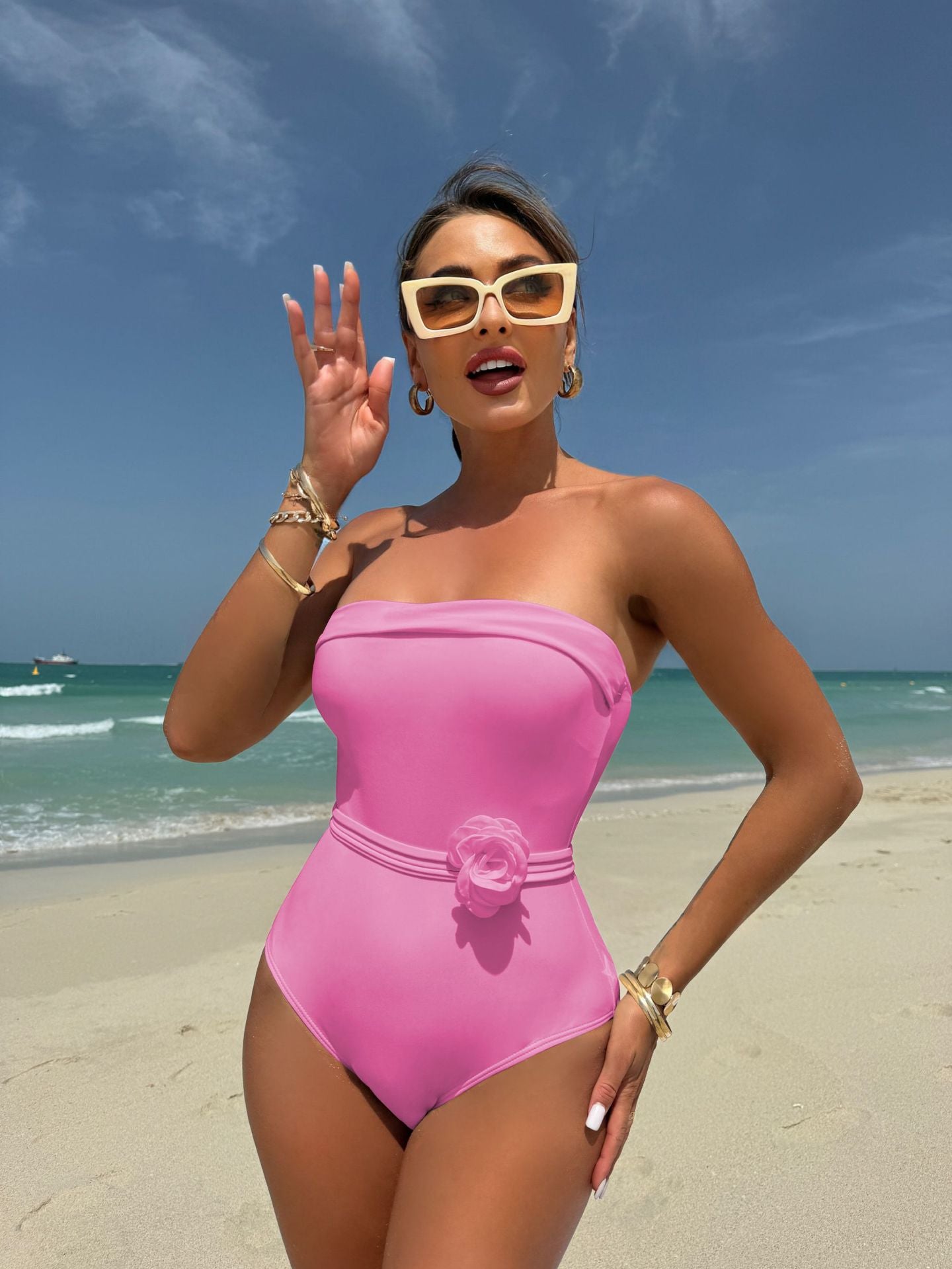 Drawstring One-Piece Swimsuit