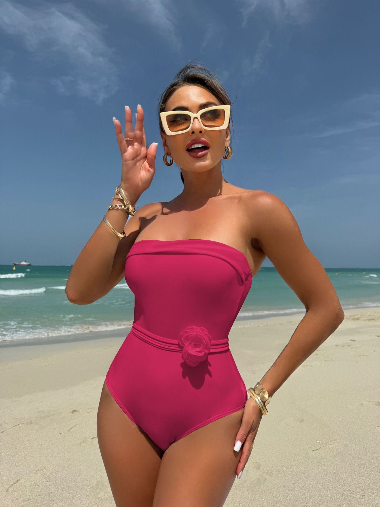 Drawstring One-Piece Swimsuit
