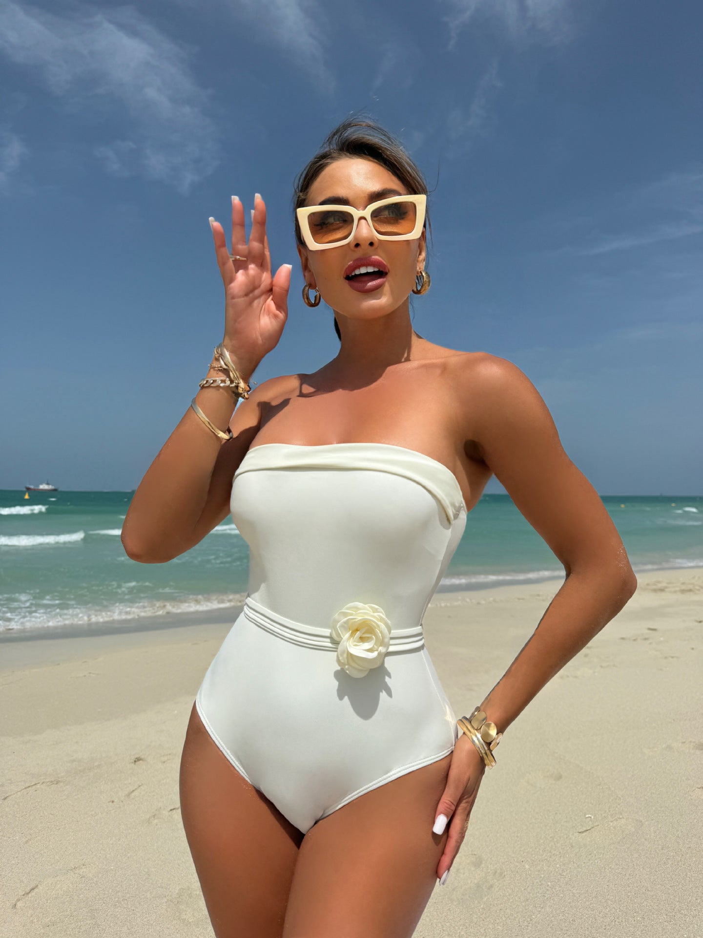 Drawstring One-Piece Swimsuit