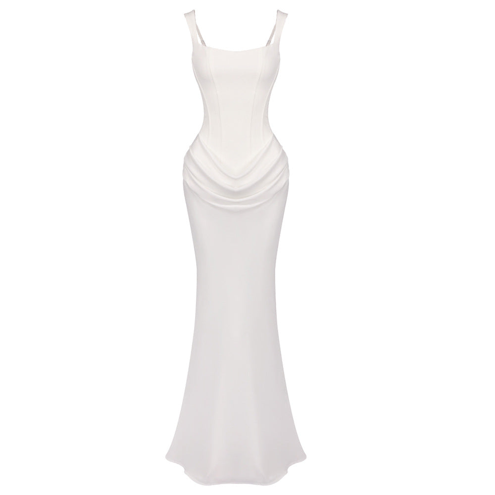 Drawstring Pleated A-Line Dress