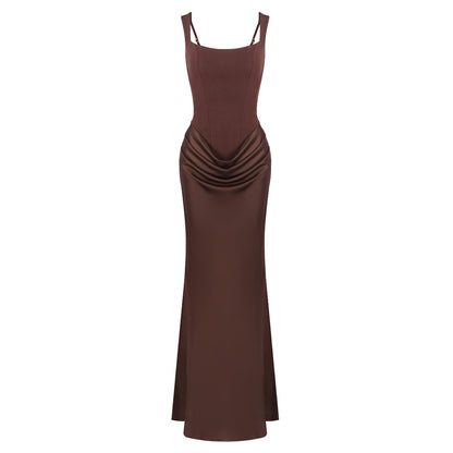 Drawstring Pleated A-Line Dress
