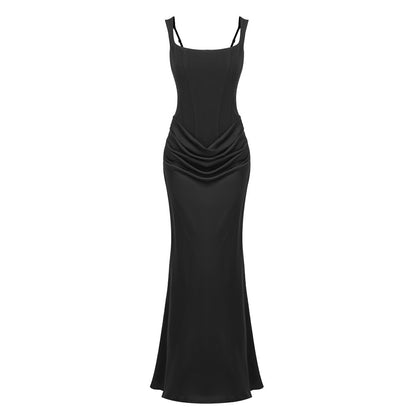Drawstring Pleated A-Line Dress