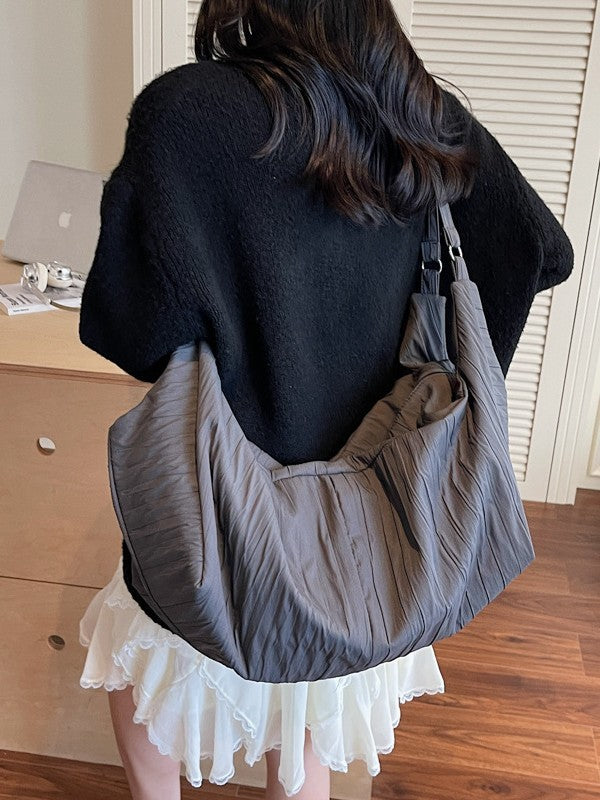 Drawstring Pleated Crossbody Bag