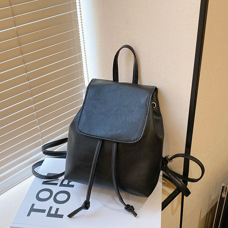 Drawstring Shoulder Bag PU Retro Women Bag