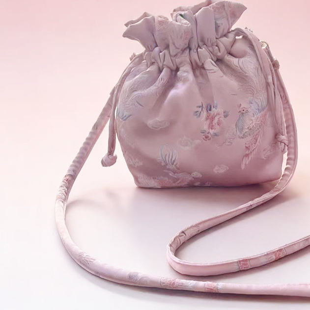 Drawstring Silk Crossbody Bag
