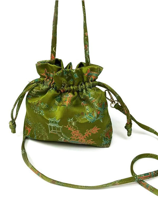 Drawstring Silk Crossbody Bag