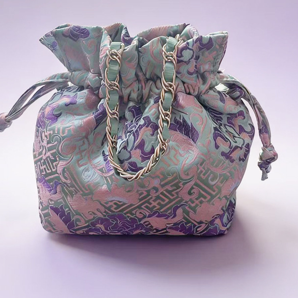 Drawstring Silk Crossbody Bag