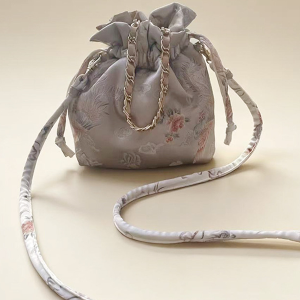 Drawstring Silk Crossbody Bag