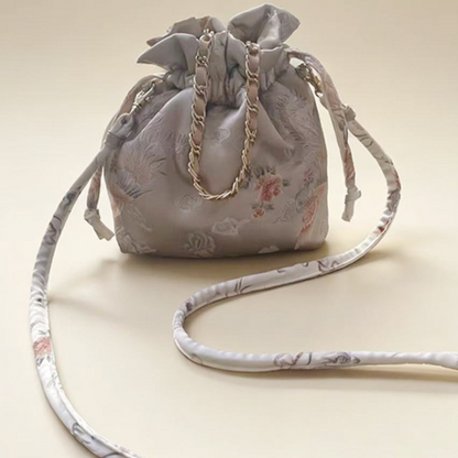Drawstring Silk Crossbody Bag