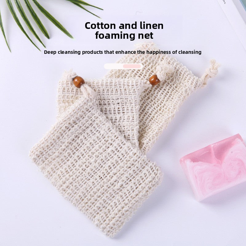Drawstring Soap Bag Cotton Linen Mesh