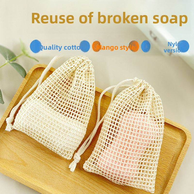 Drawstring Soap Bag Cotton Linen Mesh