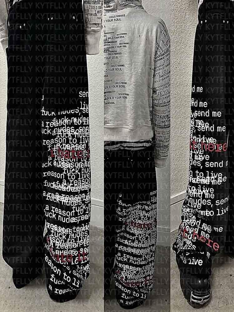 Drawstring Waist Letter Print Cargo Pants