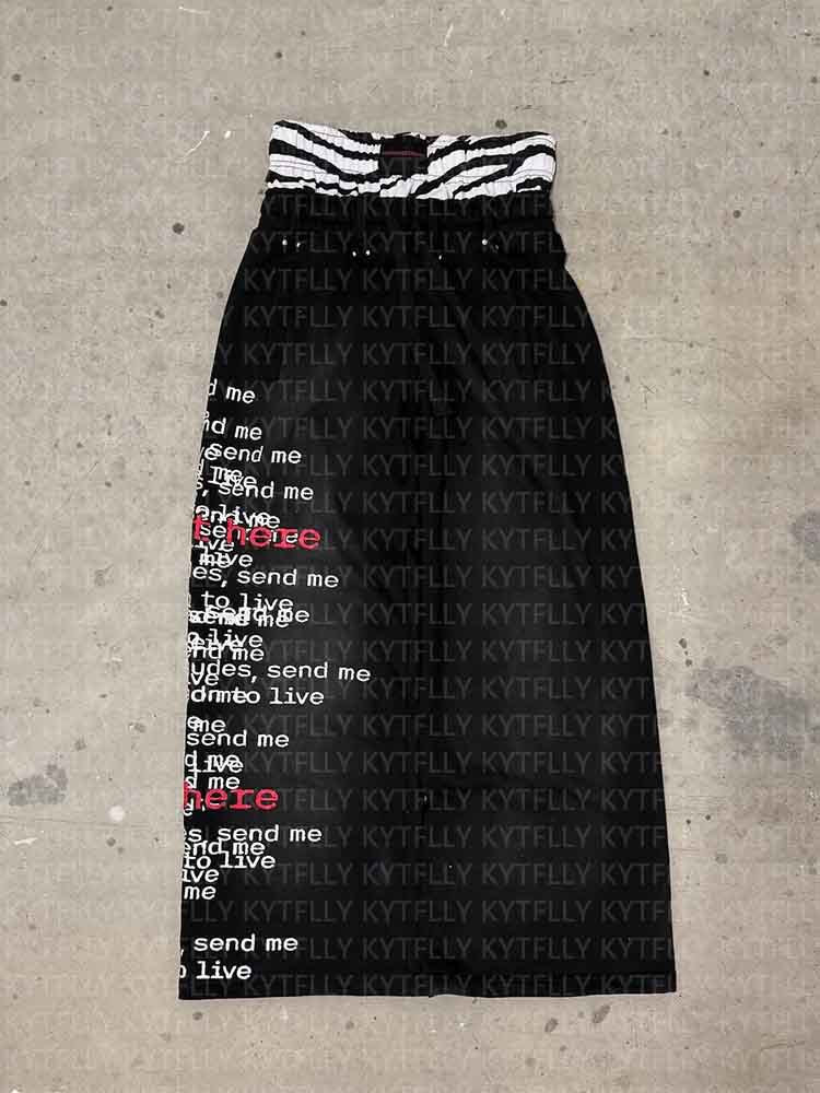 Drawstring Waist Letter Print Cargo Pants