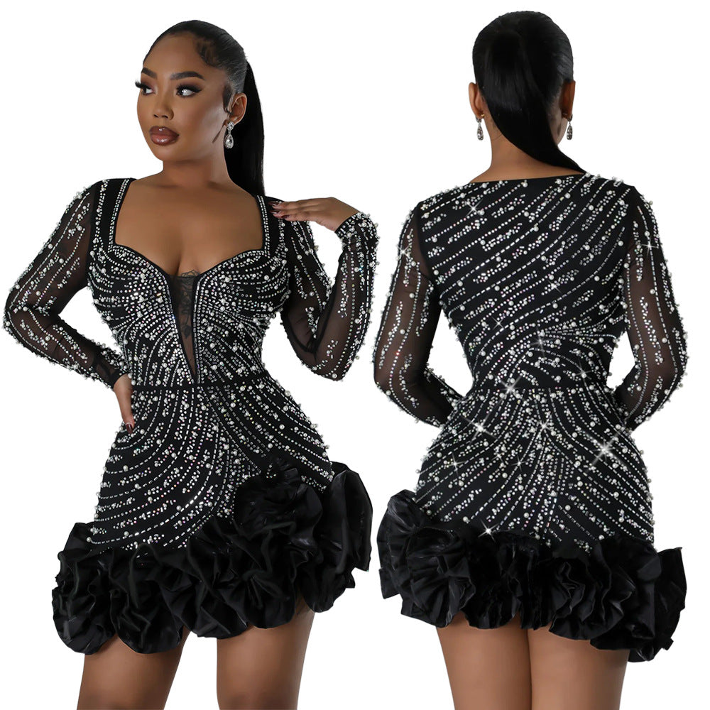 Drilling bubble beads dress