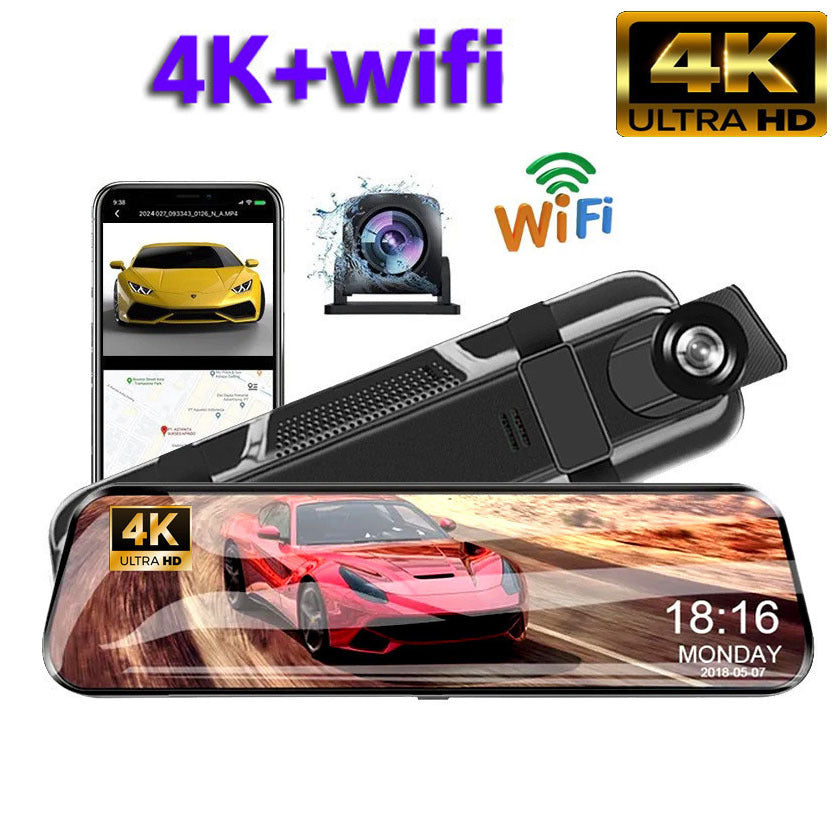 Driving recorder with dual lenses and reverse image