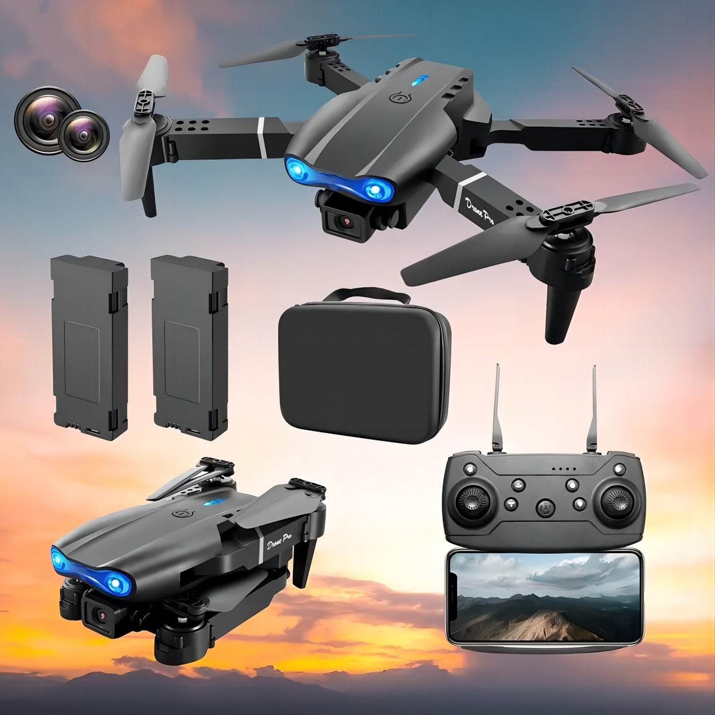 Drone with Dual Camera 4K HD Foldable RC Aircraft