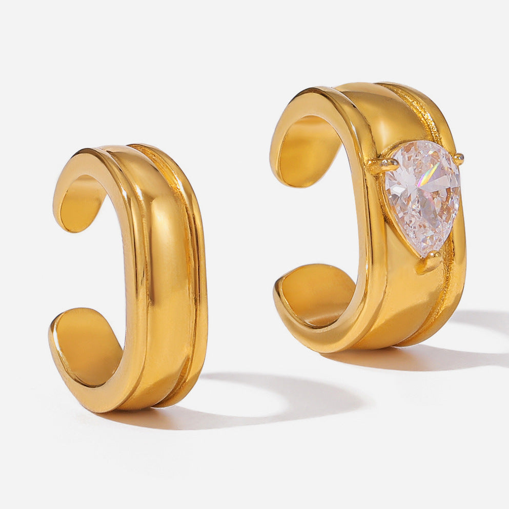 Drop Zircon Gold Plated Ear Clips