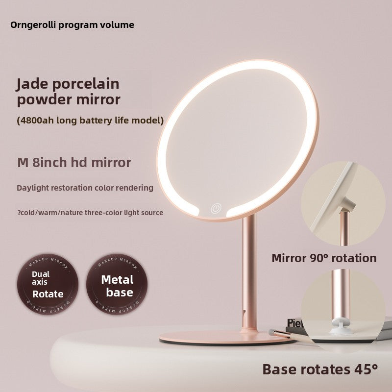 Dual-Axis LED Makeup Mirror with Adjustable Lighting